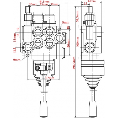 ROZDZIELACZ HYDRAULICZNY 2 SEKCYJNY 40L JOYSTICK